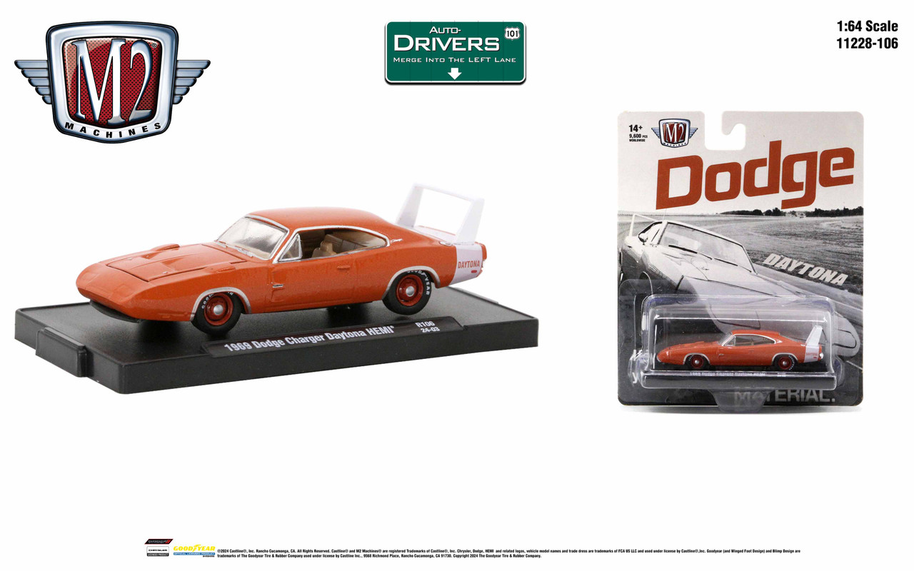 M2 Machines Auto-Drivers 1:64 R106 1969 Dodge Charger Daytona Hemi